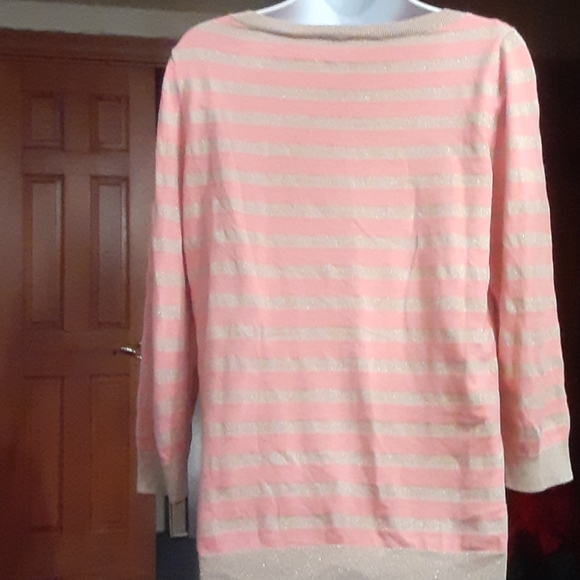 Talbots peach & gold striped sweater - Picture 5 of 7